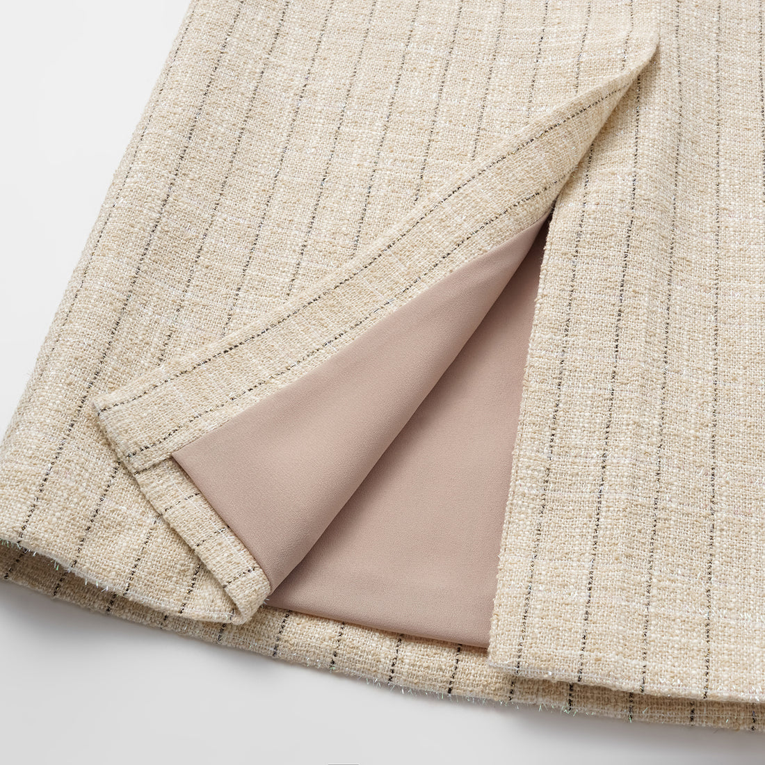 "Westminster Weekdays" Light Tweed Pencil Skirt - Vanilla Soufflé