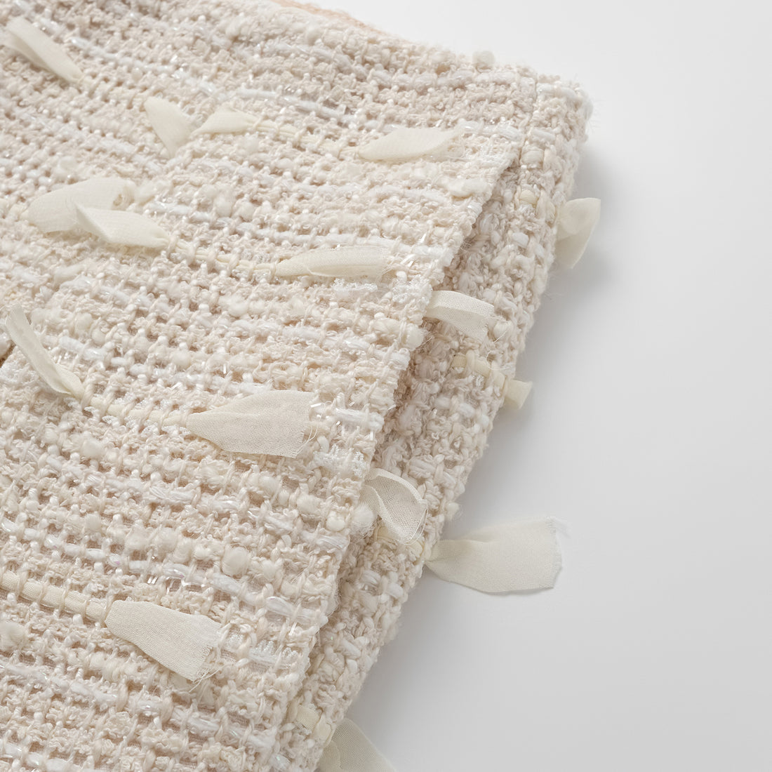 "Spring" Light Tweed Shorts - Tea White Listening to the Wind
