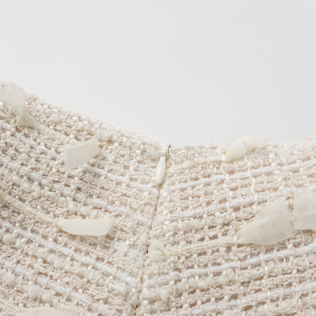 "Spring" Light Tweed Shorts - Tea White Listening to the Wind