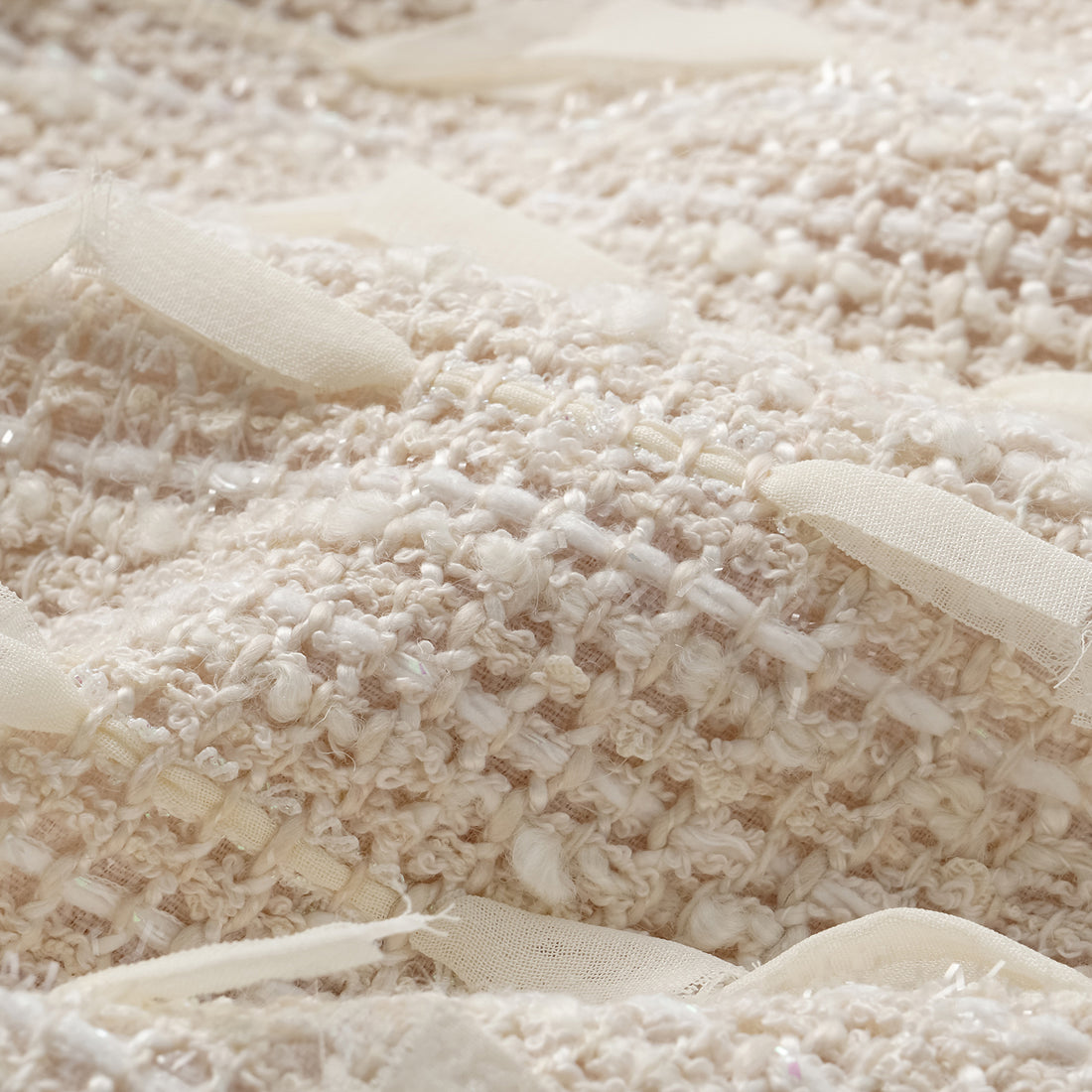 "Spring" Light Tweed Shorts - Tea White Listening to the Wind