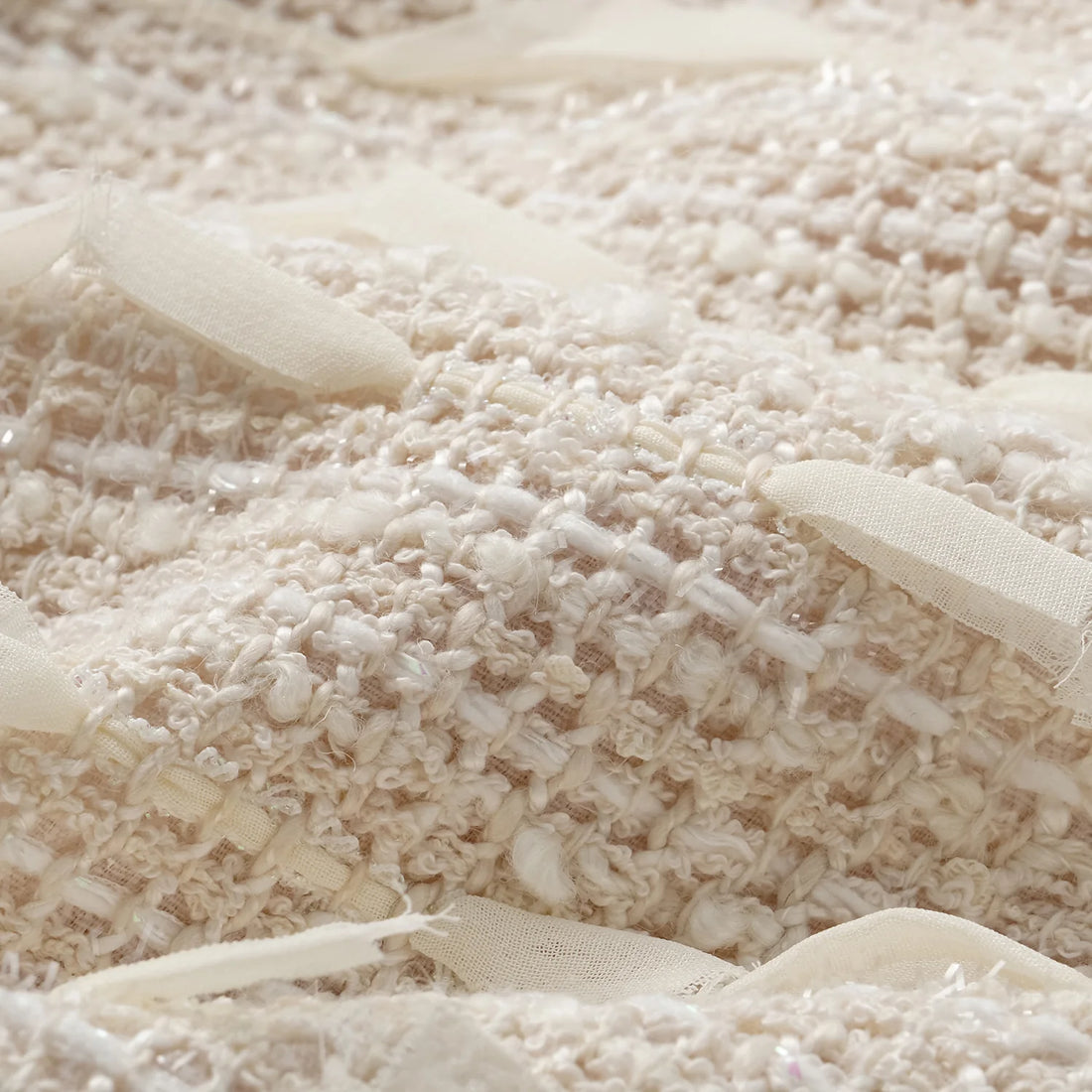 "Spring" Light Tweed Shorts - Tea White Listening to the Wind