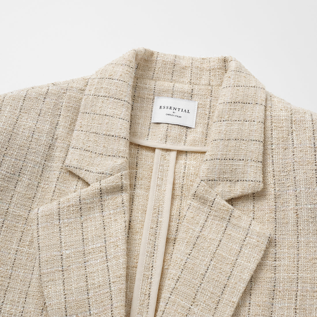 "Westminster Weekdays" lightweight tweed oversized blazer—Vanilla Soufflé