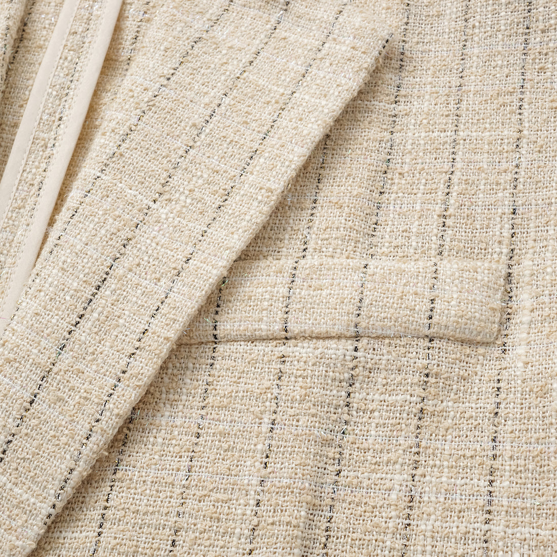 "Westminster Weekdays" lightweight tweed oversized blazer—Vanilla Soufflé