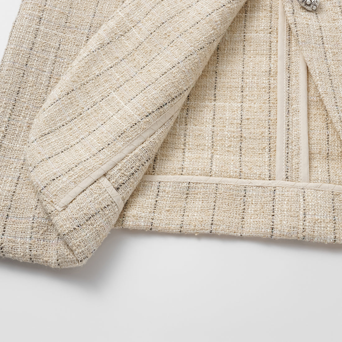 "Westminster Weekdays" lightweight tweed oversized blazer—Vanilla Soufflé