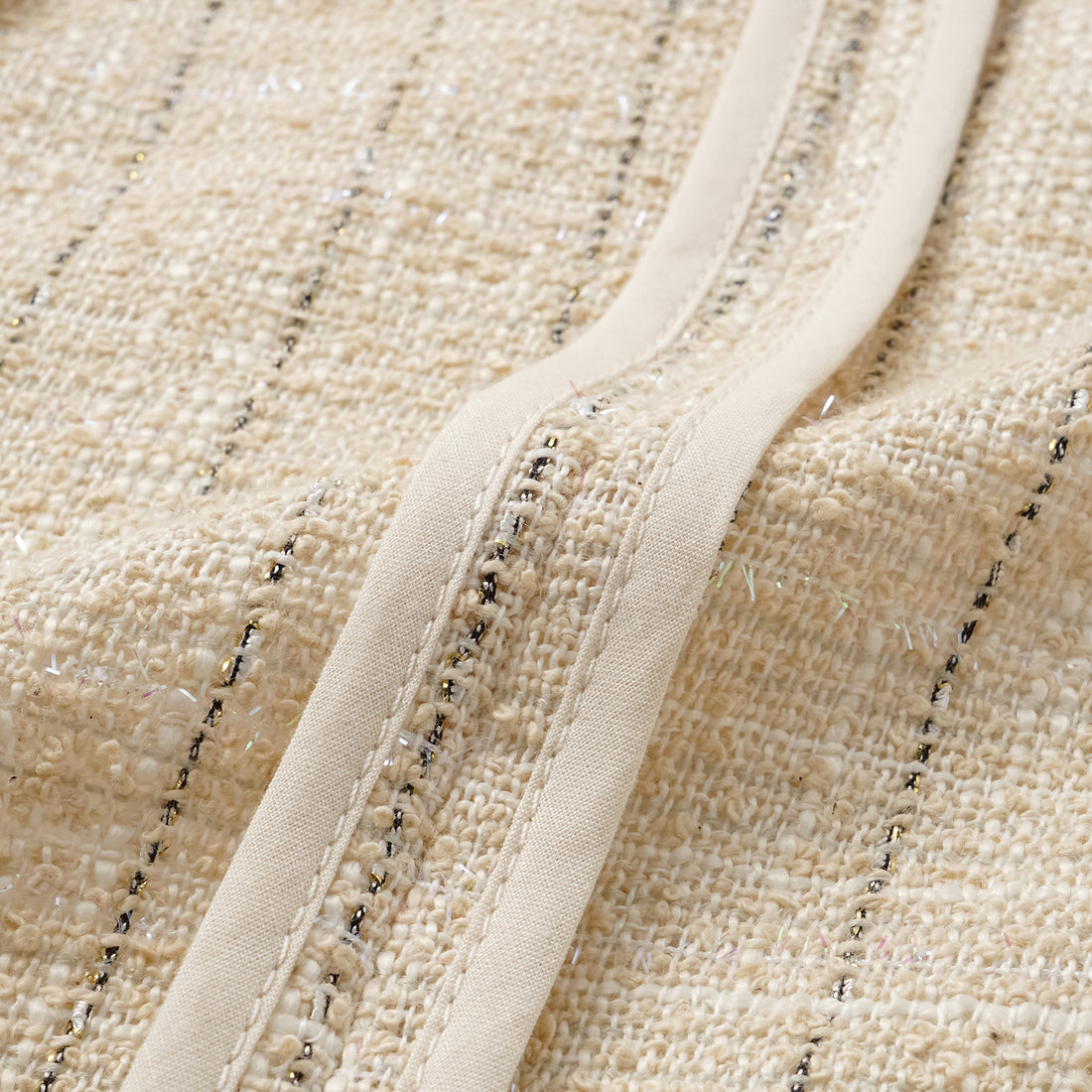 "Westminster Weekdays" lightweight tweed oversized blazer—Vanilla Soufflé