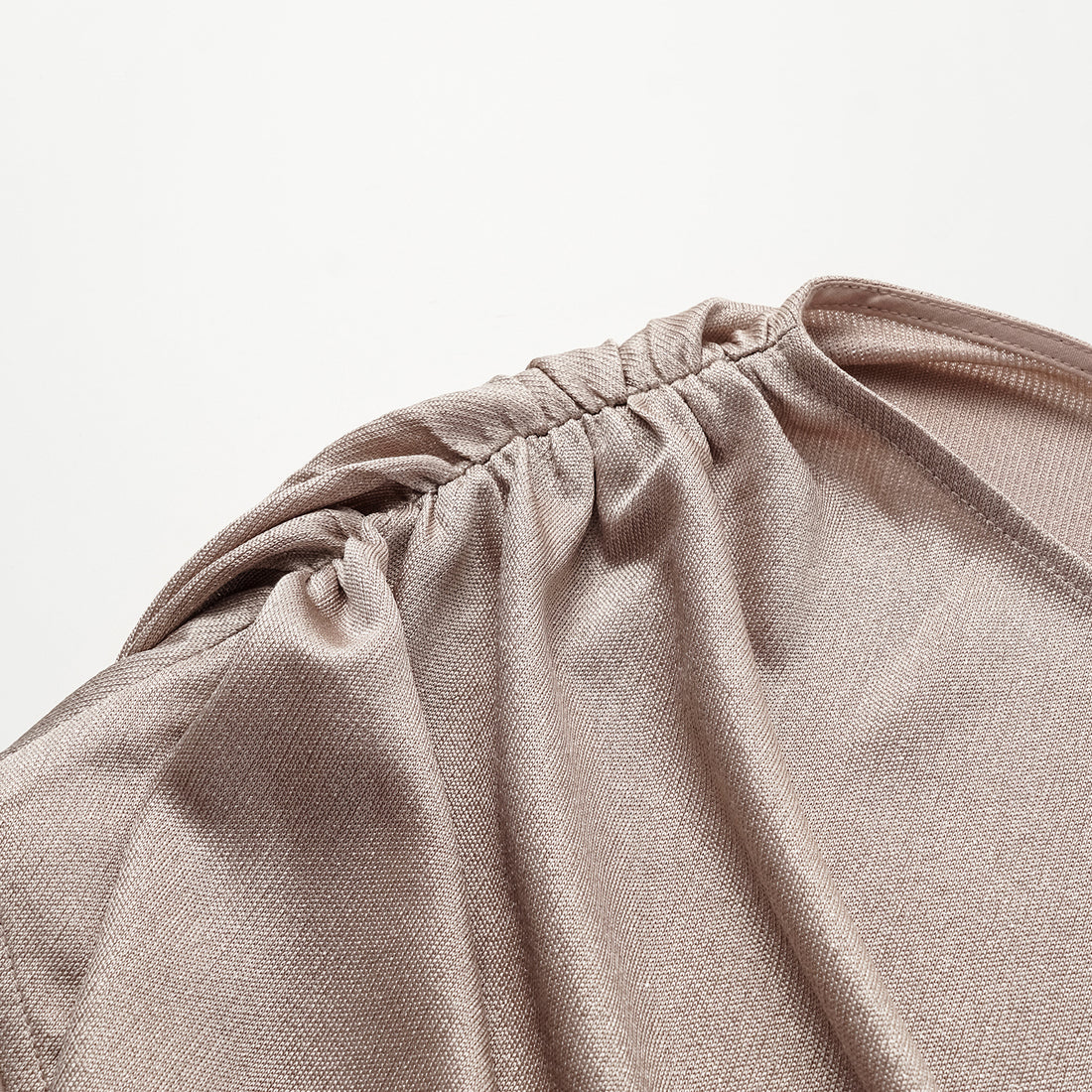 'Easy Go Chic' acetate jersey special cut off-shoulder top — Coffee