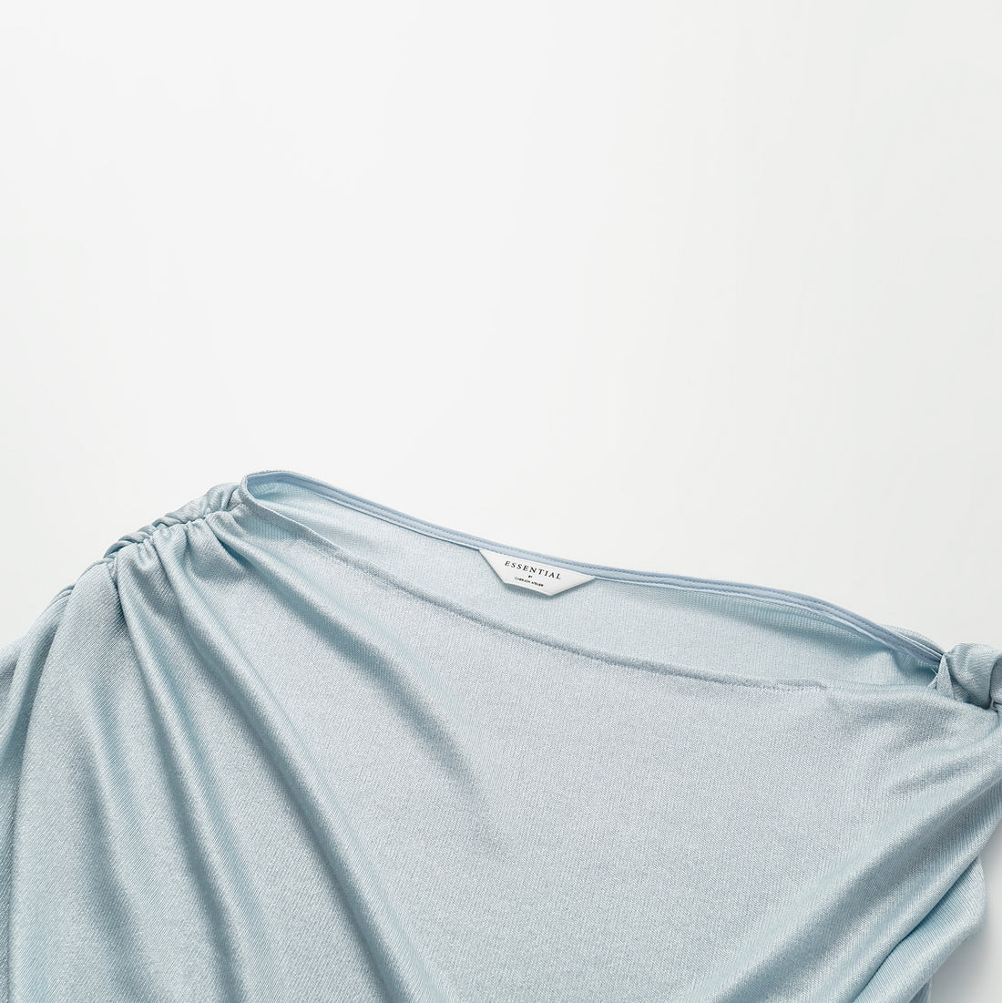 'Easy Go Chic' acetate jersey special cut off-shoulder top - Light Blue