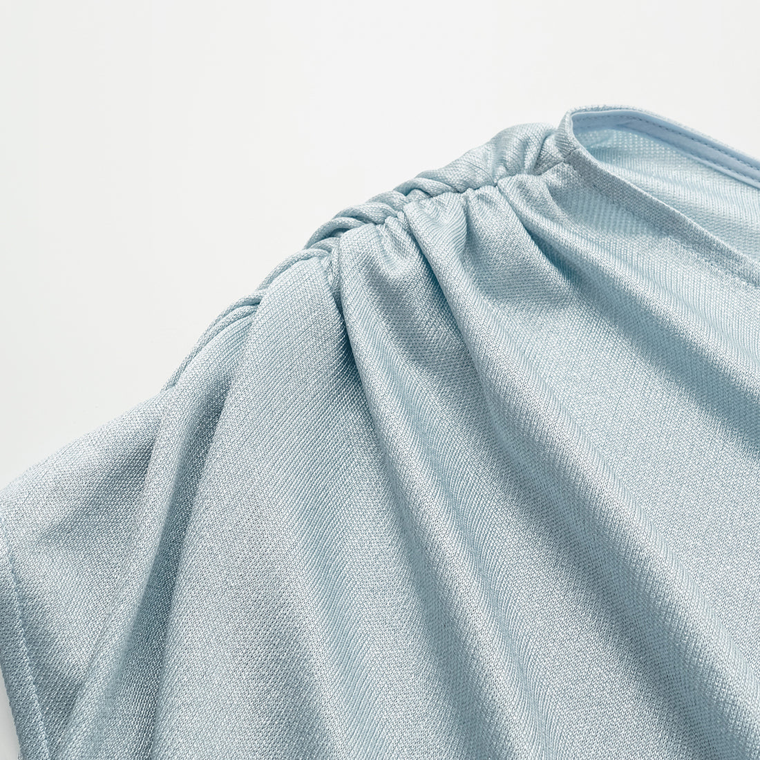 'Easy Go Chic' acetate jersey special cut off-shoulder top - Light Blue