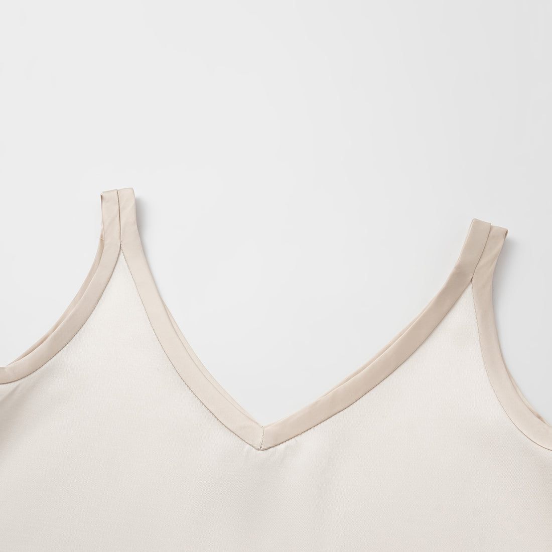 "Weekend at Monaco." Heavy Satin Panelled Tank Top — Ivory