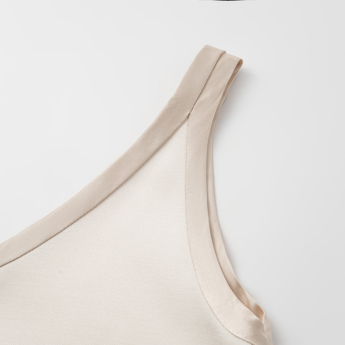 "Weekend at Monaco." Heavy Satin Panelled Tank Top — Ivory