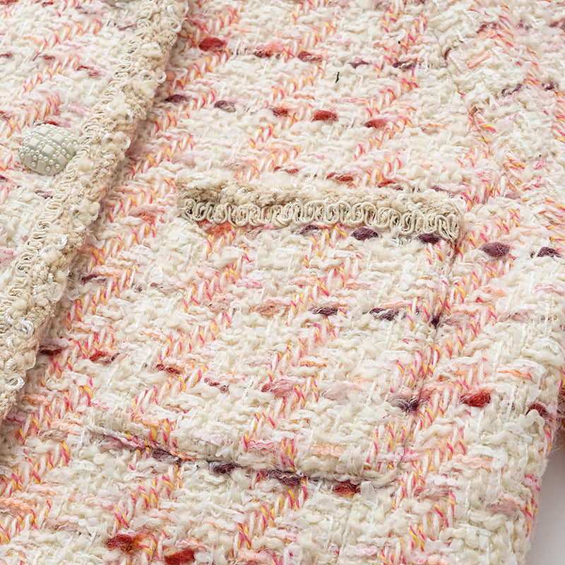 “Brunch at Ritz” Classic No.4 Tweed Jacket—Pink Waffle
