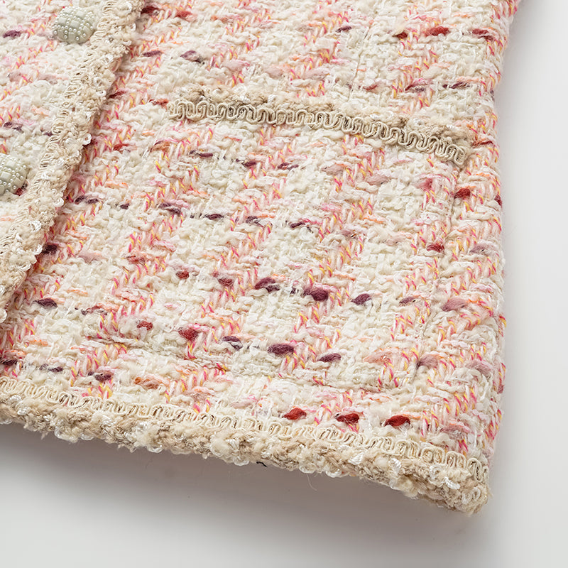 “Brunch at Ritz” Classic No.4 Tweed Jacket—Pink Waffle