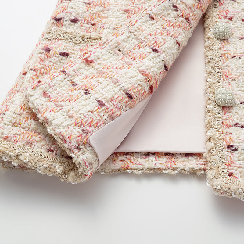 “Brunch at Ritz” Classic No.4 Tweed Jacket—Pink Waffle