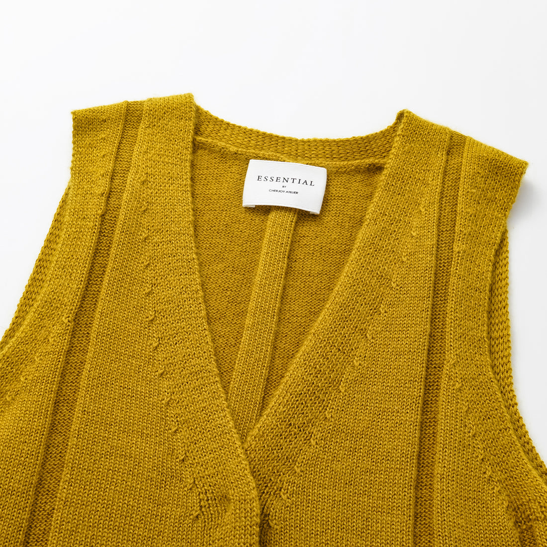 "Autumn Diary" 100% Cashmere V-neck vest - Mustard