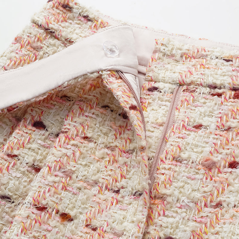 “Brunch at Ritz” Tweed Shorts—Pink Waffle