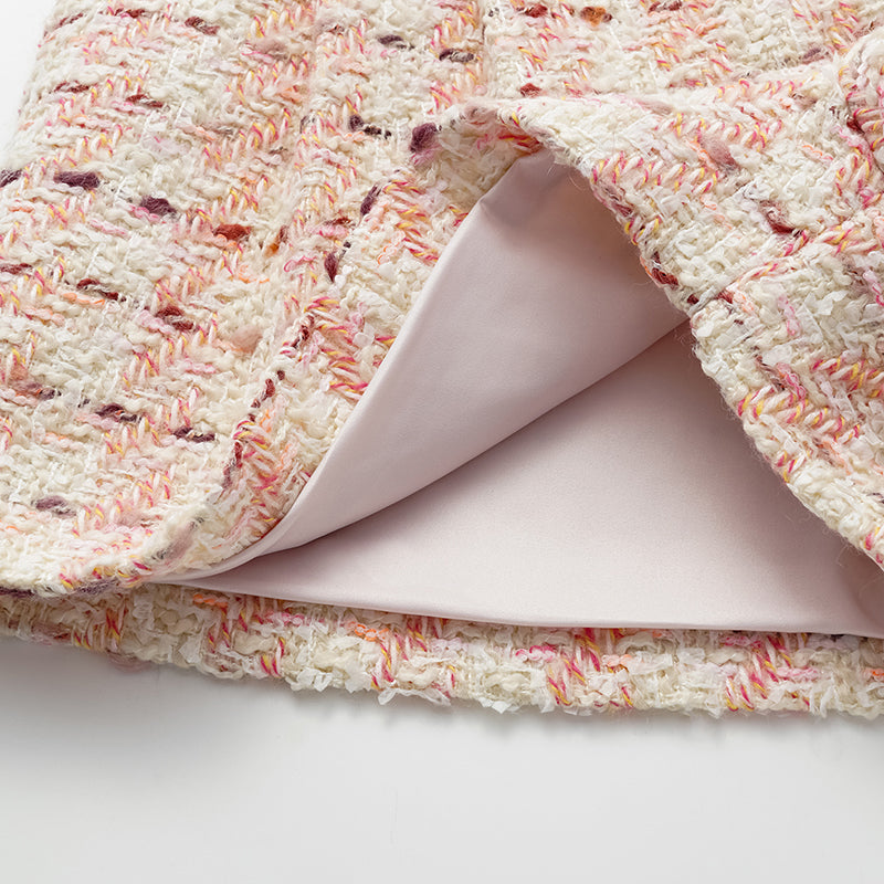 “Brunch at Ritz” Tweed Shorts—Pink Waffle