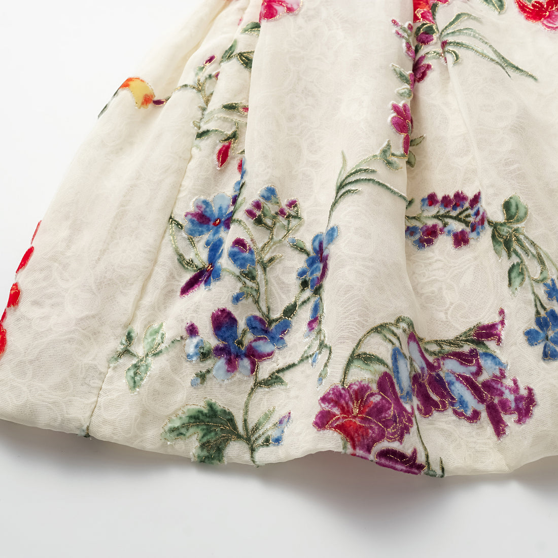 "Tops" Italian high-end velvet art hand-painted gold-painted light Chinese three-dimensional tailoring top - Xiaochun Flower Banquet