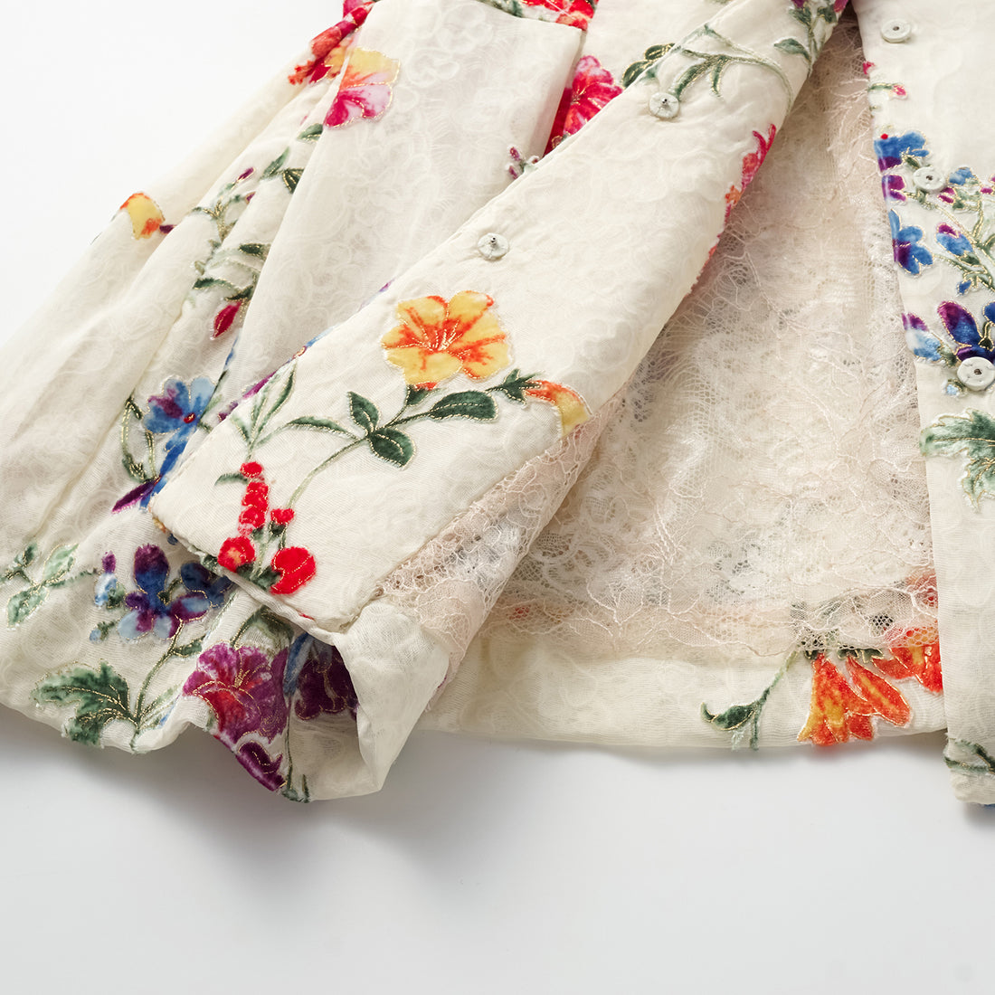 "Tops" Italian high-end velvet art hand-painted gold-painted light Chinese three-dimensional tailoring top - Xiaochun Flower Banquet