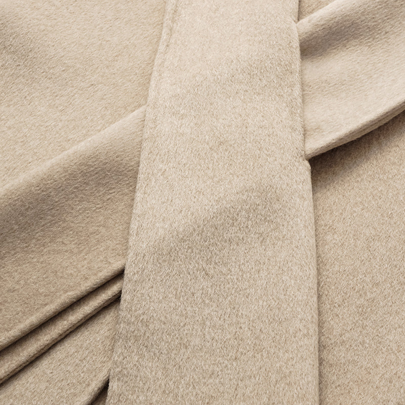 "Winter Diary" 100% Cashmere Double-sided Long Pile Craft Scarf Short Coat - Oatmeal