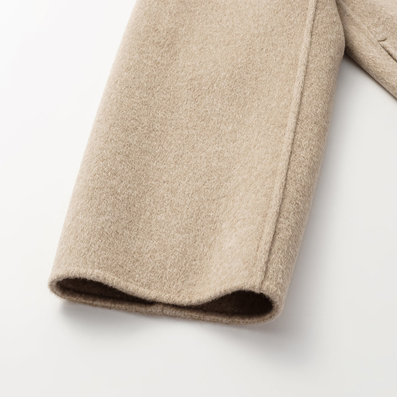 "Winter Diary" 100% Cashmere Double-sided Long Pile Craft Scarf Short Coat - Oatmeal