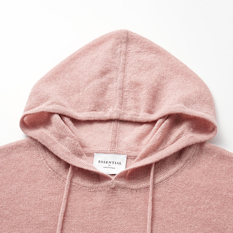 "Spring Diary." Silk Alpaca Wool Knit Midi Neck Top—Strawberry