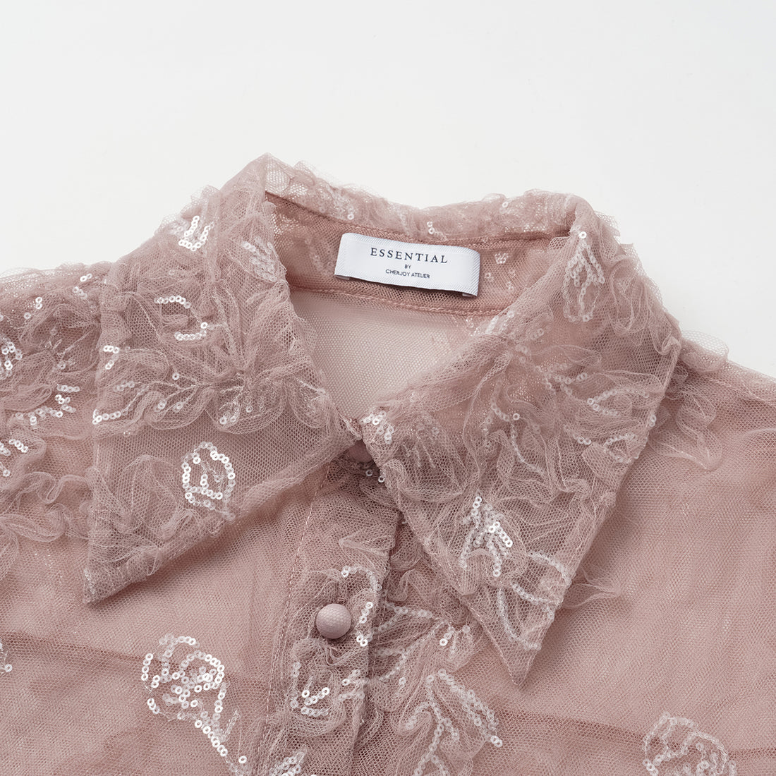 "Gallery Hours" lace shirt with 3D embroidery