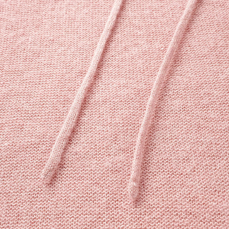 "Spring Diary." Silk Alpaca Wool Knit Midi Neck Top—Strawberry