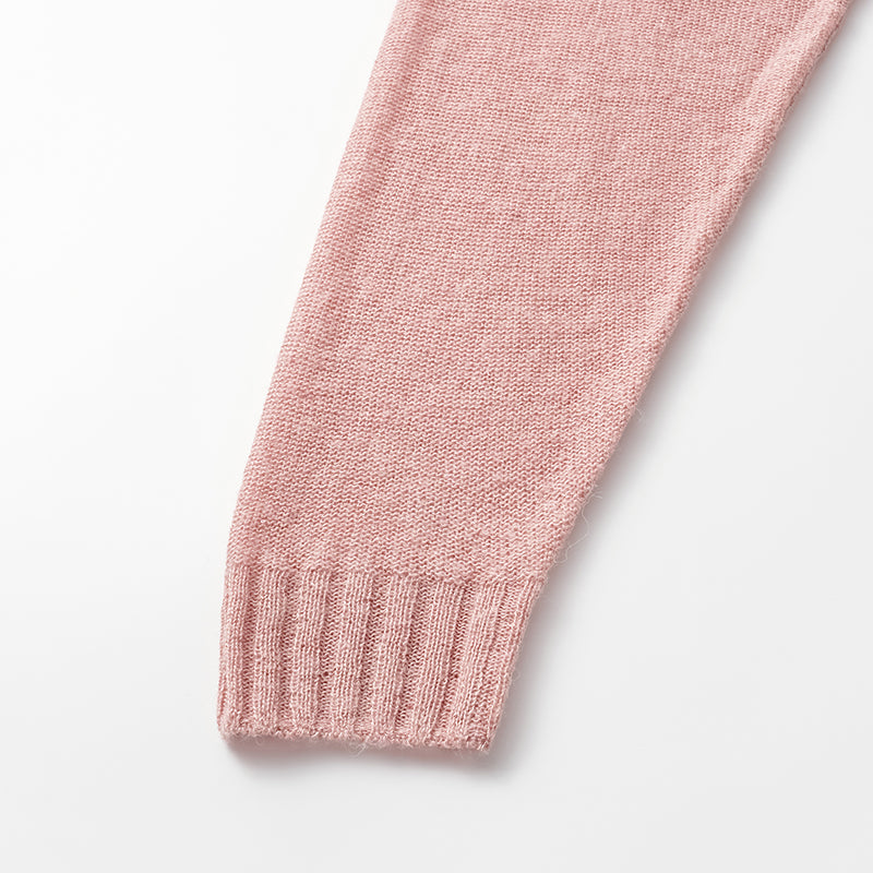 "Spring Diary." Silk Alpaca Wool Knit Midi Neck Top—Strawberry