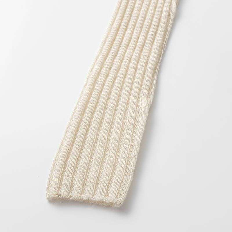 "Spring Diary." Silk Alpaca Wool Knitted Midi Neck Top—Cream