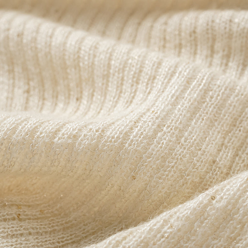 "Spring Diary." Silk Alpaca Wool Knitted Midi Neck Top—Cream