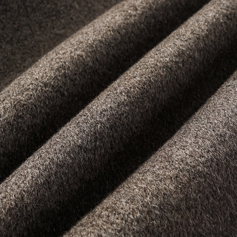 "Winter Diary" 100% Cashmere Double-faced Long Pile Double-breasted Long Coat - Gray
