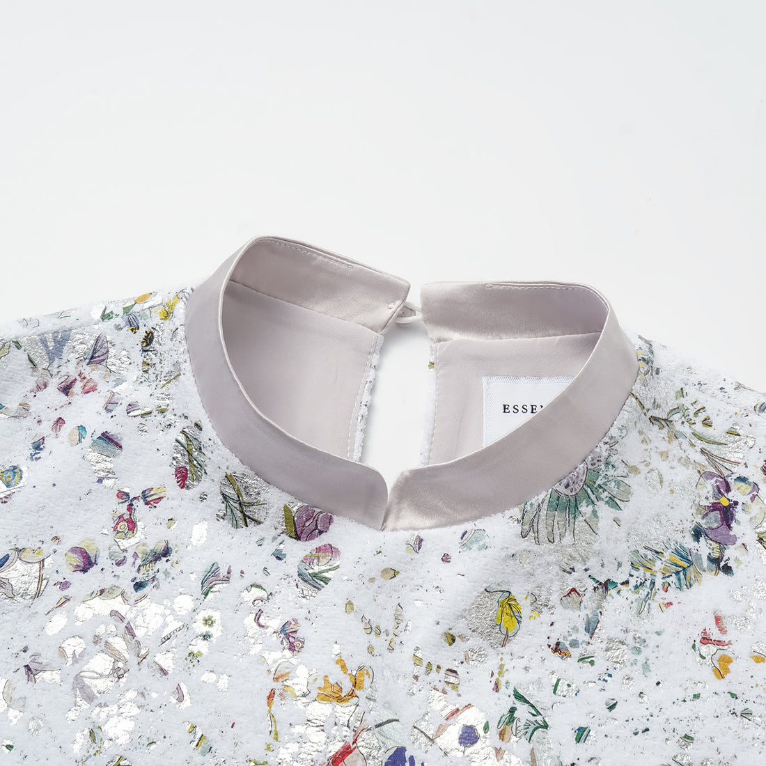 "Imperial Garden Teatime" Italian silver foil applique craft texture fabric light Chinese style vest - Butterfly Shadow Dream
