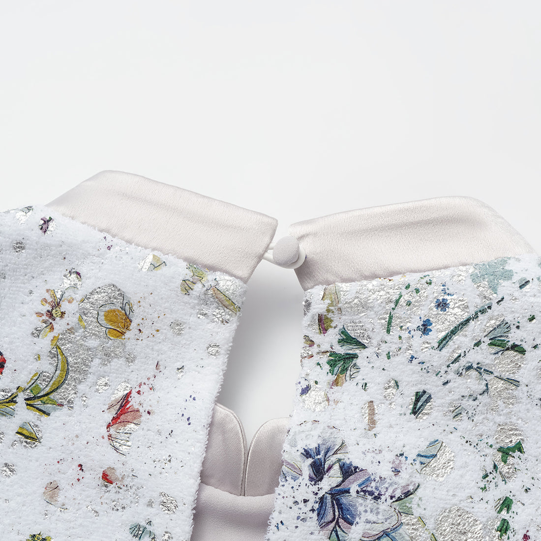 "Imperial Garden Teatime" Italian silver foil applique craft texture fabric light Chinese style vest - Butterfly Shadow Dream