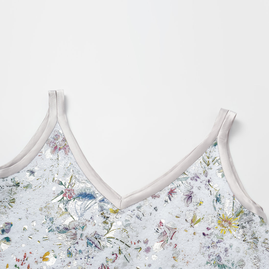 "Imperial Garden Teatime" Italian silver foil applique craft texture fabric vest - Butterfly Dream