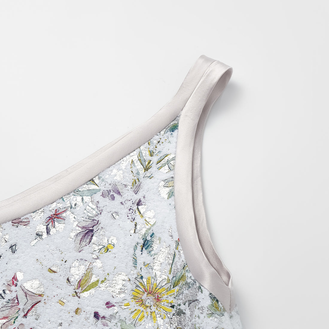 "Imperial Garden Teatime" Italian silver foil applique craft texture fabric vest - Butterfly Dream