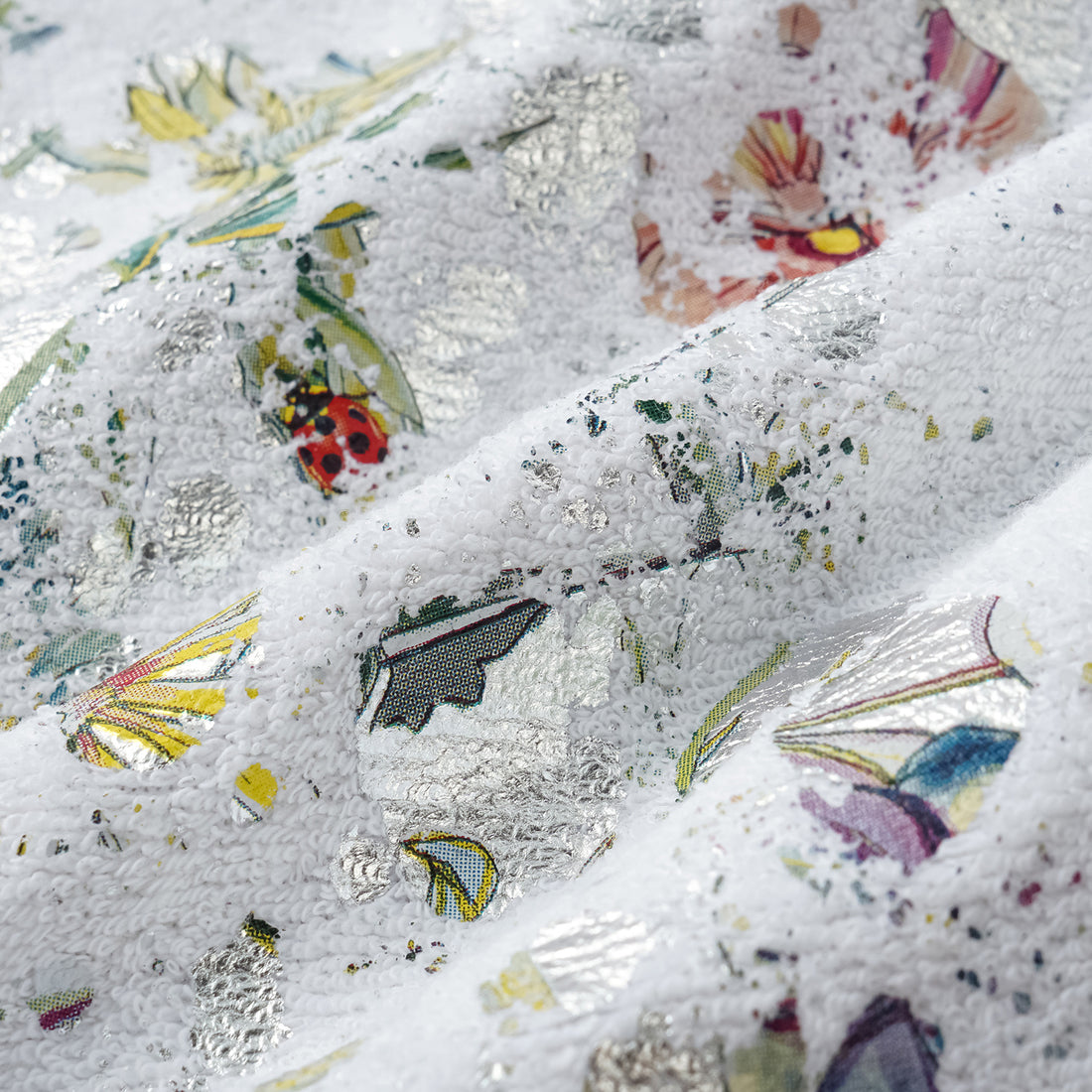 "Imperial Garden Teatime" Italian silver foil applique craft texture fabric light Chinese style cheongsam dress - Butterfly Shadow Dream
