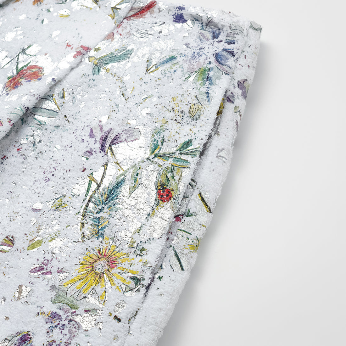"Imperial Garden Teatime" Italian silver foil applique craft texture fabric shorts - Butterfly Dream