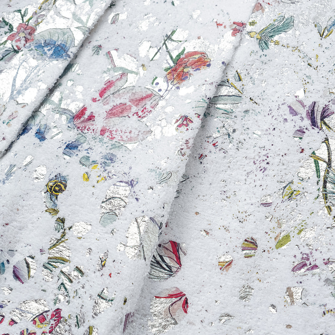 "Imperial Garden Teatime" Italian silver foil applique craft texture fabric shorts - Butterfly Dream