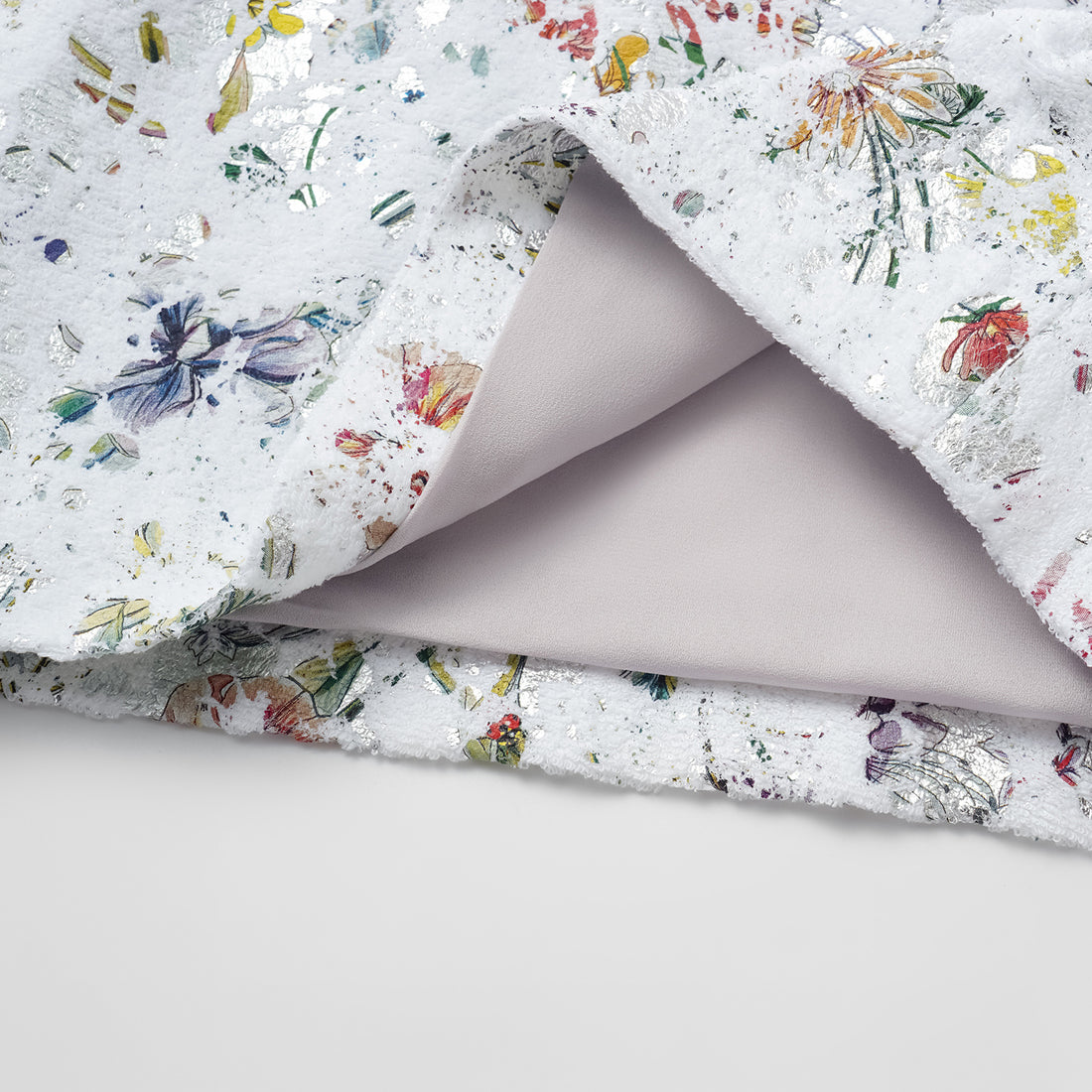 "Imperial Garden Teatime" Italian silver foil applique craft texture fabric shorts - Butterfly Dream