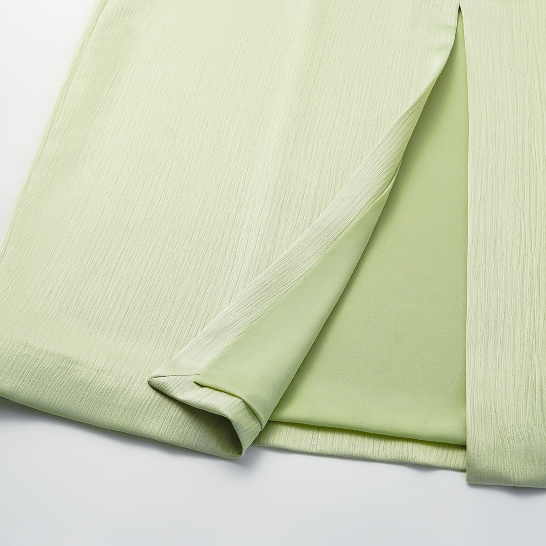 "Easy Go Chic" Korean Pleated Fabric Pencil Skirt - Bubble Green