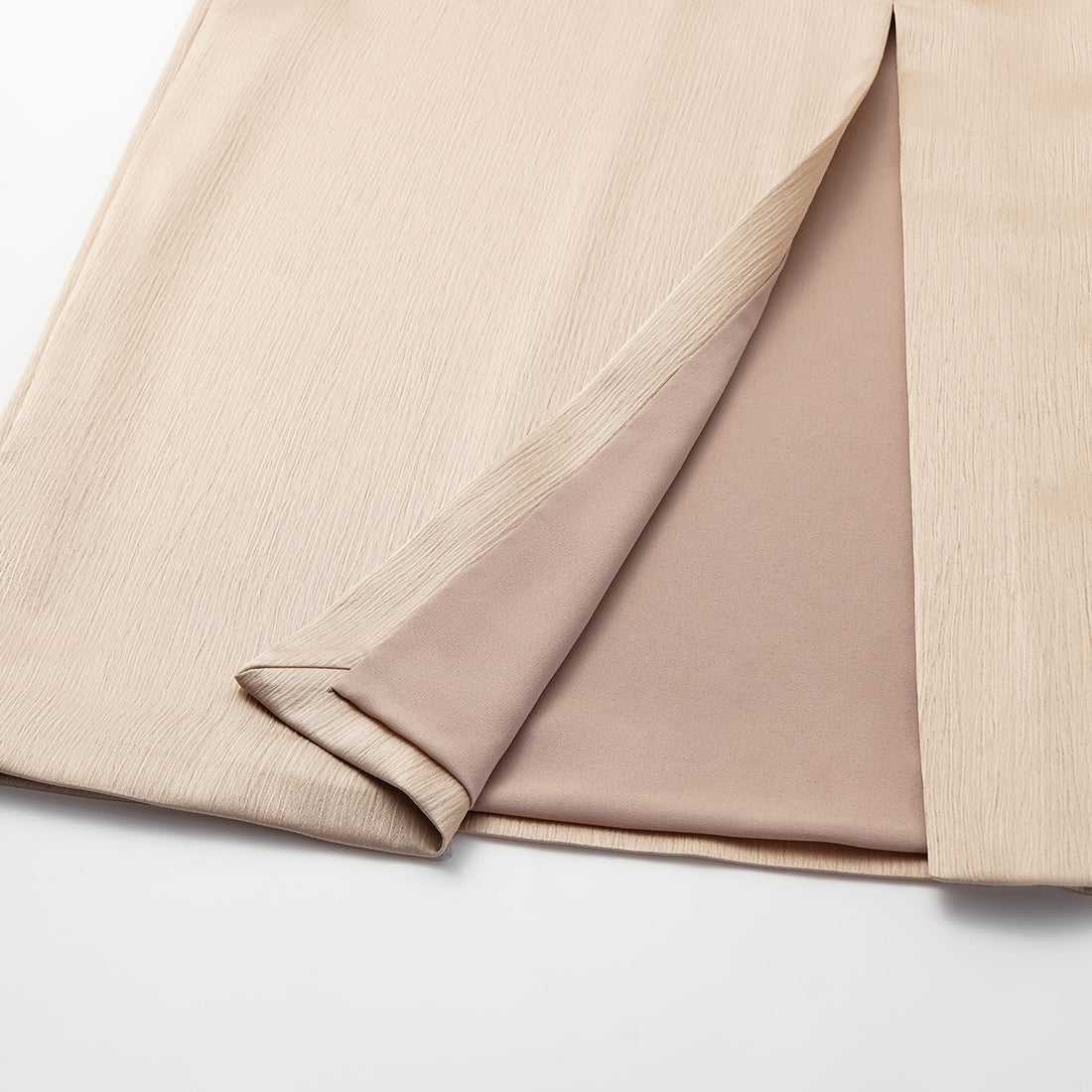 "Easy Go Chic" Korean Pleated Fabric Pencil Skirt - Nude Gold