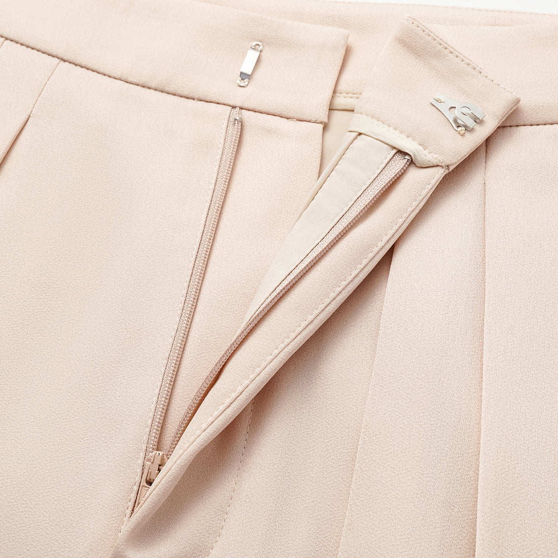 Autumn Diary Pearl Acetate Satin Special Cut Wide Leg Pants - Nude