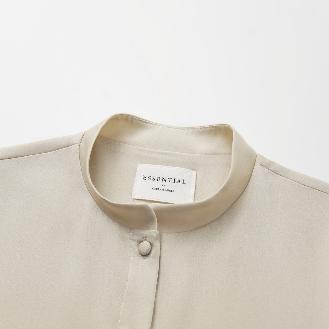 "Autumn" 100% mulberry silk chiffon Chinese style three-quarter sleeve shirt - light matte gold