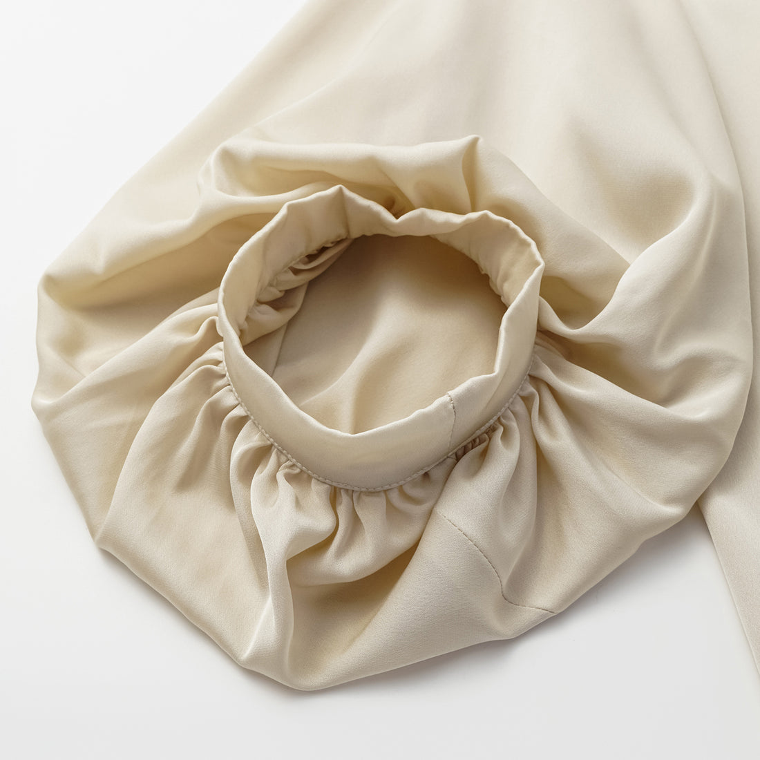 "Autumn" 100% mulberry silk chiffon Chinese style three-quarter sleeve shirt - light matte gold