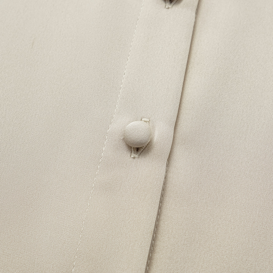 "Autumn" 100% mulberry silk chiffon Chinese style three-quarter sleeve shirt - light matte gold