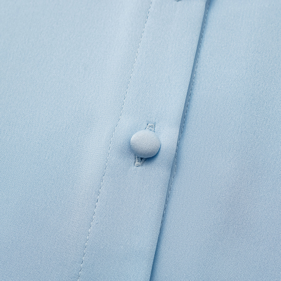 "Autumn" 100% Silk Chiffon Chinese Style 3/4 Sleeve Shirt - Sky Blue