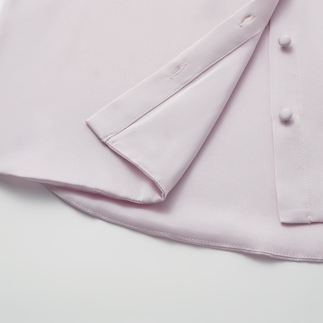 "Autumn" 100% silk chiffon Chinese style three-quarter sleeve shirt - cherry blossom pink