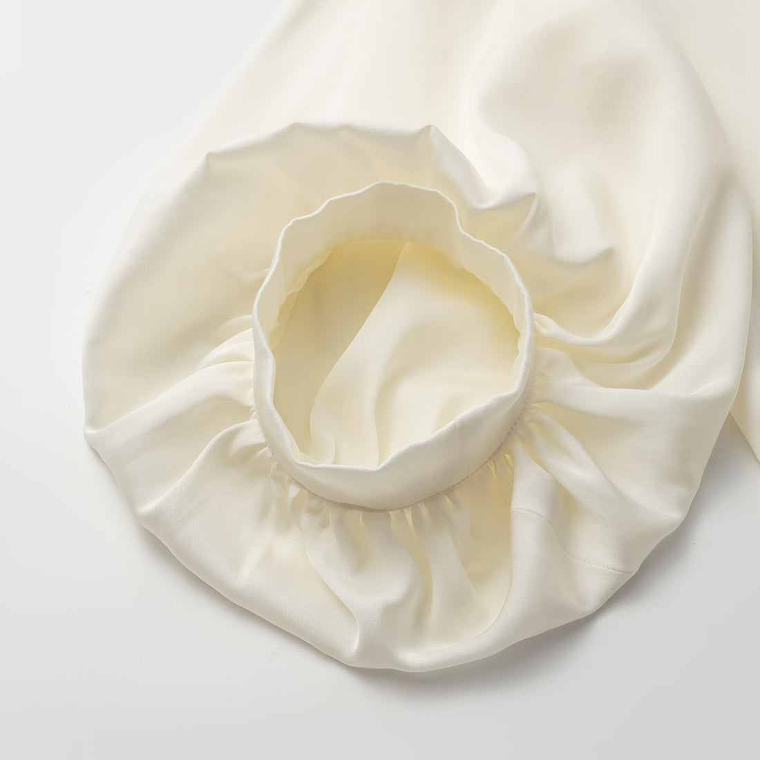 "Autumn" 100% mulberry silk chiffon Chinese style three-quarter sleeve shirt - Morning White