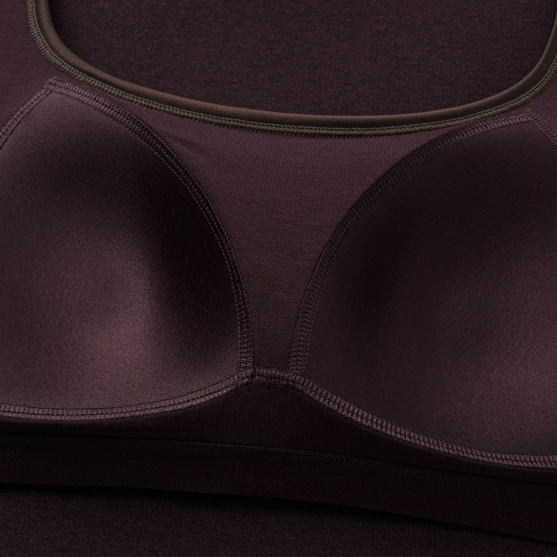 "暮紫棕" 極柔羊毛緞邊 Bra Top