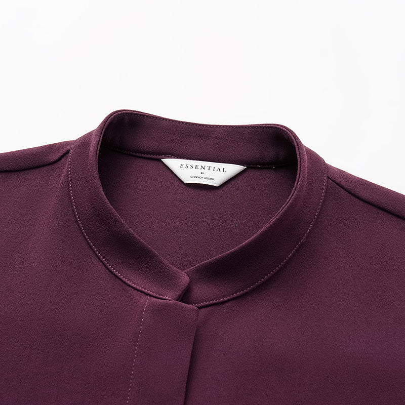 "Daytime Elegance" Textured Acetate Shirt - Grape Purple